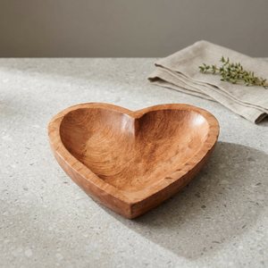 Heart Shaped Wooden Serving <b>Plate</b> Handmade Solid Wood Dish For <b>Snacks</b> Fruits Minimalist Design - Product Image 2