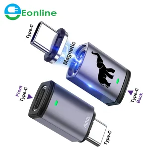 EONLINE 3D UV magnétique OTG USB C à Type C 100W 5A convertisseur magnétique à charge rapide USB C adaptateur connecteur de données pour <span class=keywords><strong>macboo</strong></span> - Product Image 1