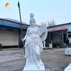 Statue d'Athéna en marbre sculptée à la main grandeur nature, déesse de la guerre, sculpture de style classique à vendre - Product Image 3