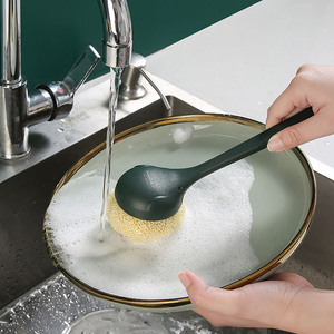 Ergonomic Design Kitchen Cleaning Tools Easy-Grip <b>Handle</b> Dish <b>Sponge</b> Durable Nylon Essentials for Convenient Kitchen Clean - Product Image 6