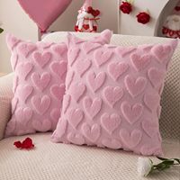 Housse de coussin en forme de cœur rose 18x18 pouces, en fausse fourrure pelucheuse, pour la Saint-Valentin, vente en gros pour canapé, sofa, décoration de chambre