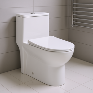 Inodoro de una pieza con doble descarga, 1.1 GPF, diseño con faldón, montaje en el suelo, para uso en baño - Product Image 2