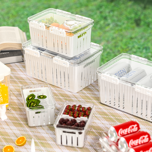 Household food crisper container drain refrigerator food storage box food grade material vegetable fruit egg storage
