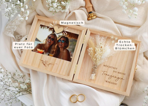 Boîte de rangement en bois à couvercle rabattable pour cadre photo commémoratif, cadeau pour demoiselle d'honneur, fleurs séchées, boîte cadeau en bois massif, article de décoration intérieure - Product Image 4