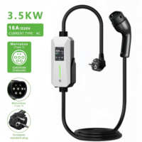 Chargeur de voiture électrique portable EVSE 16A 3,5 kW Type 2 avec prise Schuko, étanche IP66 et résistant à la pression, prend en charge OEM/ODM