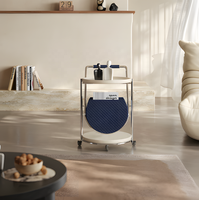 Table d'appoint roulante de luxe italienne, style moderne minimaliste crème pour salon
