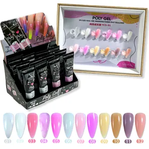 12pcs/set Translucent Clear White Pure Color Private Label Gel Nail Polish Poly Gel Nail Kit