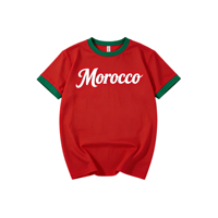 T-shirt personnalisé avec logo et motif drapeau marocain, respirant et à séchage rapide, avec accessoires pour cheveux et peinture faciale pour les jeux de ballon