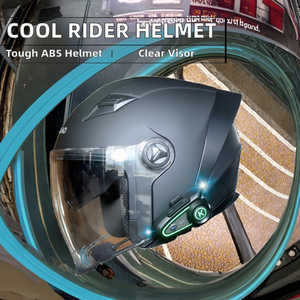 Casque demi-tête Cool Rider pour homme/femme, toutes saisons, double visière, pour interphone Bluetooth, matériau ABS, universel, 3C, nouveau pour motocyclistes électriques - Product Image 2