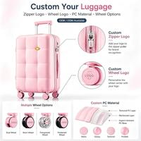 Valise de voyage rigide en PC à texture quadrillée, marque MGB, faible MOQ 200 pièces avec certifications ISO et Sedex