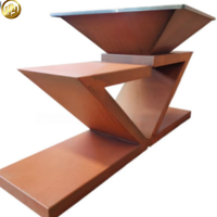 Table de barbecue et brasero en acier Corten à motif zigzag pour 3 à 5 personnes, extérieur, à bois, avec contrôle tactile de la flamme et rangement pour bûches