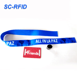 Bracelet tissé RFID personnalisé de haute qualité, bracelet en tissu NFC pour festival avec <span class=keywords><strong>carte</strong></span> PVC - Product Image 2