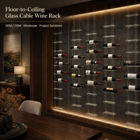 Porte-bouteilles mural flottant flexible et personnalisable en aluminium et bois massif, capacité de charge de 100 kg, pour la cuisine, le bar, la décoration de la maison