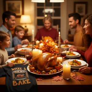 Camiseta Wake And Bake con temática de Cena Familiar del Día de Acción de Gracias - Product Image 3