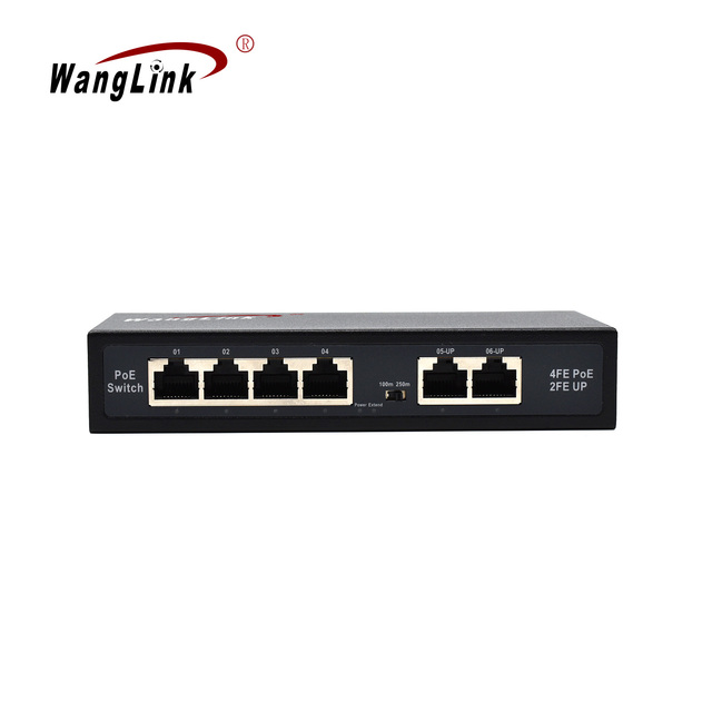 High Reliability Ready to Ship 6 Port PoE Switch 65W Fast Ethernet VLAN for AP IP Camera Network Expansion