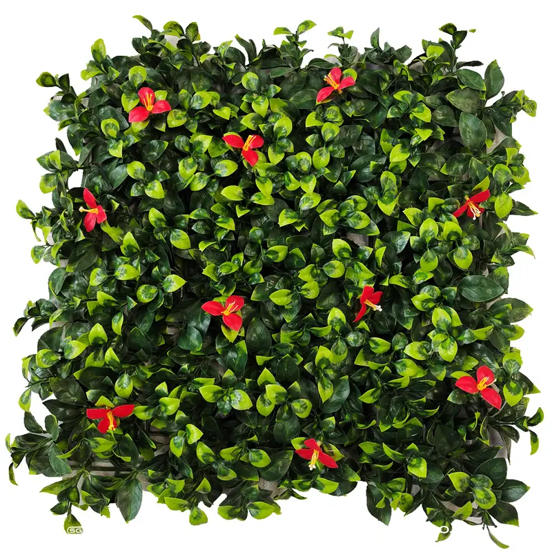 ดอกไม้ปลอมสีเขียวทำจากพลาสติกสีเขียวสำหรับตกแต่งสนามหญ้ากำแพงโรงงานชาวมิลาน