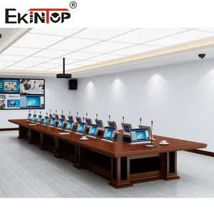 Ekintop Hidden có thể thu vào cơ giới Pop Up Máy Tính Cơ chế Màn hình LCD nâng không cần giấy tờ hệ thống bằng gỗ họp hội nghị bàn