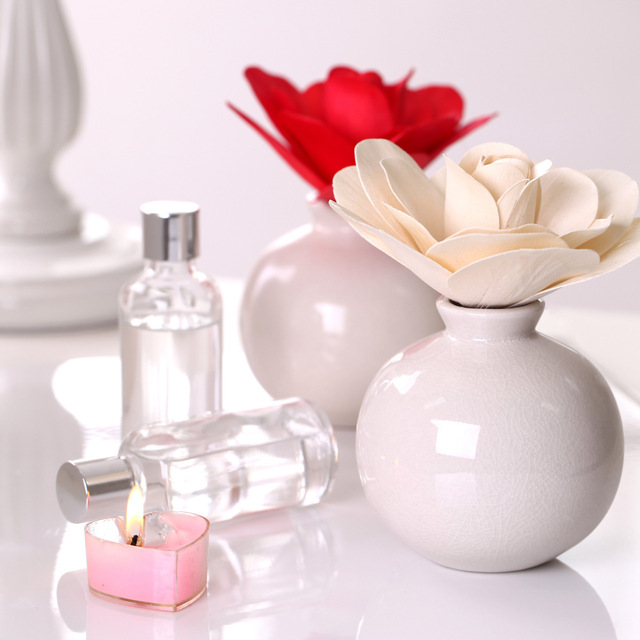 New Design Ceramic Vase Flowers Shape Reed Diffuser and Essential Oil Set
