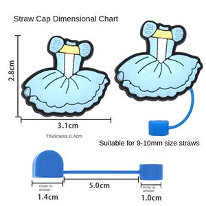 Accesorios de silicona ecológicos desmontables para pajitas de la serie Ballet para niñas, tapones antipolvo de goma suave para pajitas, venta al por mayor - Product Image 2