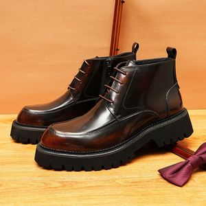Men's Casual Business Formal Leather <b>Boots</b> Winter Outdoor Non Slip Waterproof Walking <b>Boots</b> - Product Image 5
