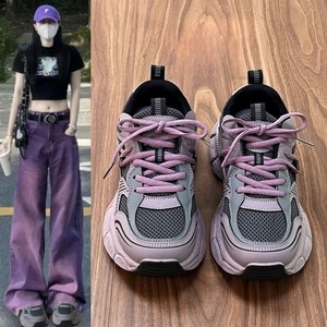 <span class=keywords><strong>Sneakers</strong></span> Chunky <span class=keywords><strong>Viola</strong></span> Raspberry da <span class=keywords><strong>Donna</strong></span> 2026 Nuova Collezione Estiva Versatile per Studenti Campus con Suola Spessa Traspirante Antiscivolo per Sport e Corsa - Product Image 2