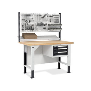 Établi réglable Fami Master BR 150cm avec plateau en bois, 3 tiroirs et mur perforé - Product Image 2