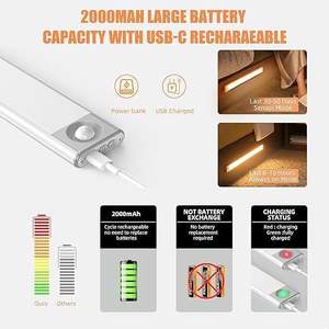 2025 DC5V ใหม่ USB ชาร์จไฟได้1200mAh ไร้สายเซ็นเซอร์การเคลื่อนไหวตู้ไฟดีไซน์ทันสมัย IP44กันน้ำภายใต้ห้องครัว - Product Image 2