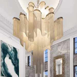 Lustre de luxo moderno suspensão luminária corrente alumínio pingente lâmpada borla lustres luz pingentes modernos - Product Image 6