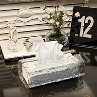 Boîte à mouchoirs en plastique imperméable à l'eau effet vague d'eau - Design haut de gamme et luxueux - Zhejiang - Salon - Table basse - Salle de bain - Rangement