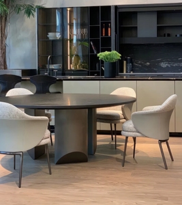 Chaise de salle à manger <span class=keywords><strong>Angie</strong></span> de style nordique en acier inoxydable, fauteuil rembourré en coton et lin, dossier réglable, profondeur d'assise réglable 5y - Product Image 4