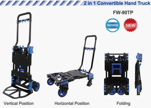 Carretilla de Mano Convertible Multifuncional 2 en 1 de 150 kg, Carro Plegable Portátil Transformable y Plataforma de Doble Propósito - Product Image 2