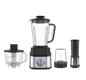 Procesador de Alimentos 4 en 1 de Acero Inoxidable con Vaso de Vidrio, Licuadora Eléctrica, Mezcladora para Smoothies, Máquina para Cocina - Product Image 1