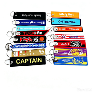 QY Custom Embroidered Polyester Keychain Woven Fabric <b>Key</b> <b>Ring</b> Thermal Transfer Printed Promotional Gift - Product Image 5