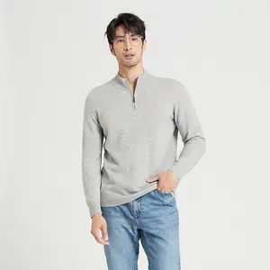 Maglioncino personalizzato mongolia Cashmere invernale 100% in pura lana cashmere lavorato a maglia 1/4 mezza zip spessa per gli uomini