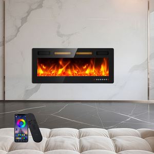 Cheminée <span class=keywords><strong>électrique</strong></span> décorative 3D intégrée de 72 pouces OEM/ODM, 12 couleurs de flammes, 750 W - Product Image 4
