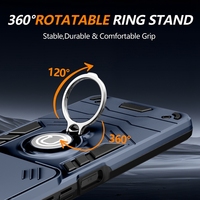 Funda Protectora para Teléfono Celular con Protector de Cámara Híbrido de TPU Suave y PC Rígido, con Anillo y Soporte, para ZTE Blade A56 4G