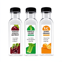Bouteille de boisson en plastique PET carrée plate transparente de 270 ml (9 oz) jetable pour jus, lait, thé, avec bouchon inviolable