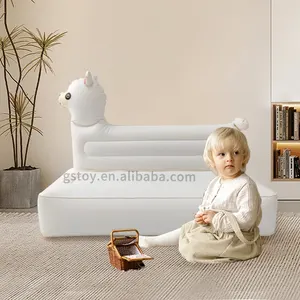 Alpaca shaped children blow up double couch foldable portable animal shaped air chair kids outdoor camping inflatable sofa