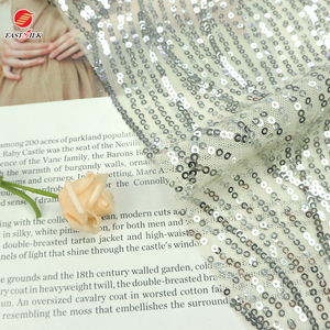 Fabricante de alta calidad Material de tela poliéster <span class=keywords><strong>Spandex</strong></span> estiramiento suave tul malla amarillo lentejuelas bordado tela para vestidos - Product Image 5