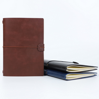 Carnet de voyage en cuir végétalien personnalisé avec logo, pages lignées et poches, rechargeable, vente en gros