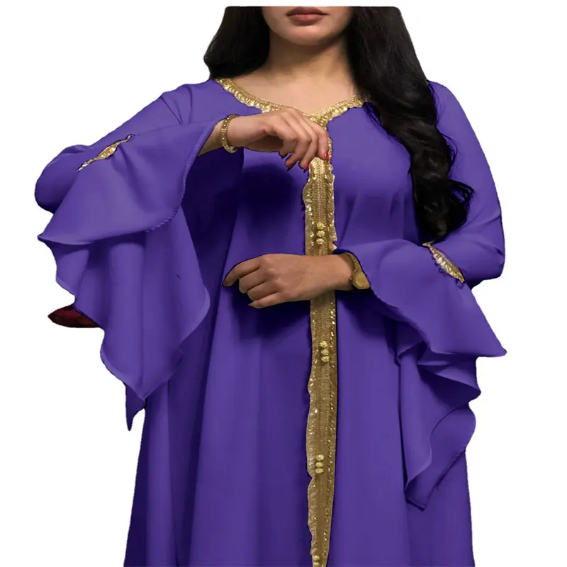 Hot Arabic Morocco Chiffon Pleated Muslim Dress Women Ramadan Abaya Hijab Dresses Jilbab Turkey Islamic Vestido Moroccan Kaftan