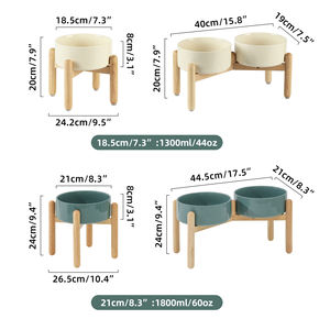 Cuencos Shamitao de cerámica personalizables para perros y gatos, individuales o dobles, con soporte de madera, cuencos ecológicos para comida de mascotas, venta al por mayor - Product Image 3