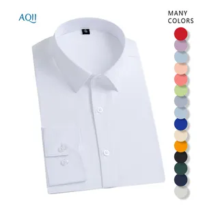 Escritório formal dos homens camisas personalizadas de alta qualidade negócios PD tecido algodão poliéster tecido camisas casuais para adultos tamanho personalizado