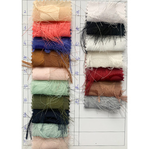 Tela de encaje de plumas blancas al por mayor, tela jacquard, tela cortada, borlas, falda de verano, encaje de gasa para vestido de novia - Product Image 3