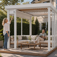 Pergola bioclimatique motorisée en aluminium imperméable avec lames orientables, revêtement poudré, auvent de jardin