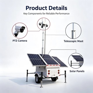 Tour de sécurité mobile solaire avec caméra de surveillance CCTV, remorque 2x4MP PTZ, batterie 10800Wh, étanche IP67, résistante au vent 117km/h pour la surveillance extérieure - Product Image 4