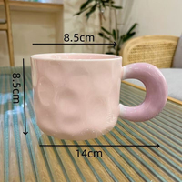 Tasse à café en céramique pour couple, couleur pastel contrastée, tasse en porcelaine à double poignée, tasse à boire pour la maison, cadeau
