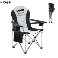 Chaise pliante de camping, pêche, plage, voyage, pique-nique, parc avec accoudoir rembourré, porte-gobelet intégré, sac de rangement et structure en fer