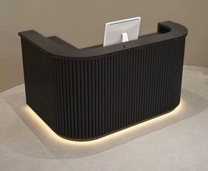 Mostrador de recepción moderno, curvo, vertical, acanalado, de MDF, para salón de belleza, spa, tienda de uñas, boutique, tienda minorista - Product Image 3