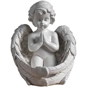 Manufacturers wholesale vintage resin girl wings angel ornaments church decoration sculpture handicrafts angle baby home decor